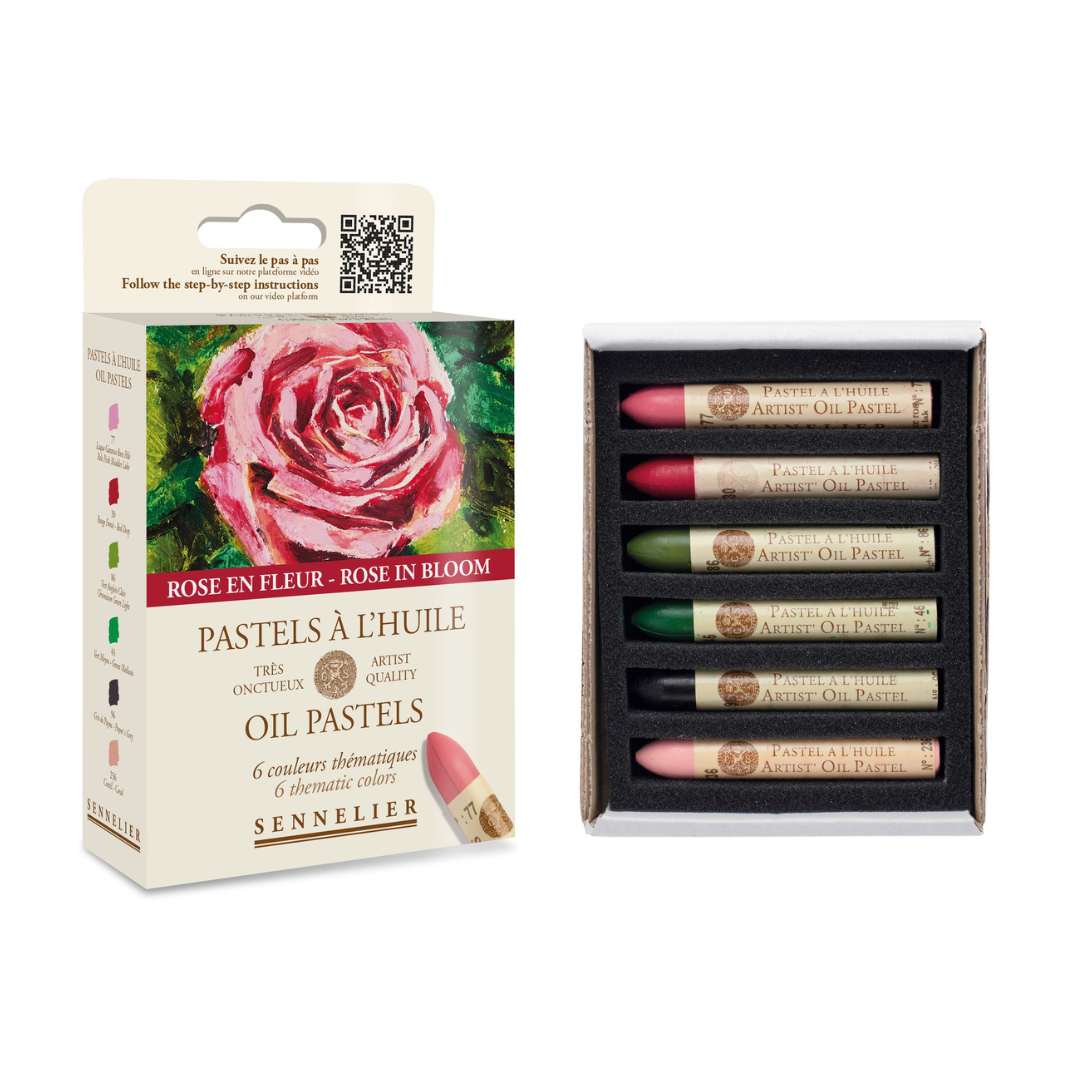 Olíupastel Sett - 6 stk - Rose in bloom - Pastel á 'l huile