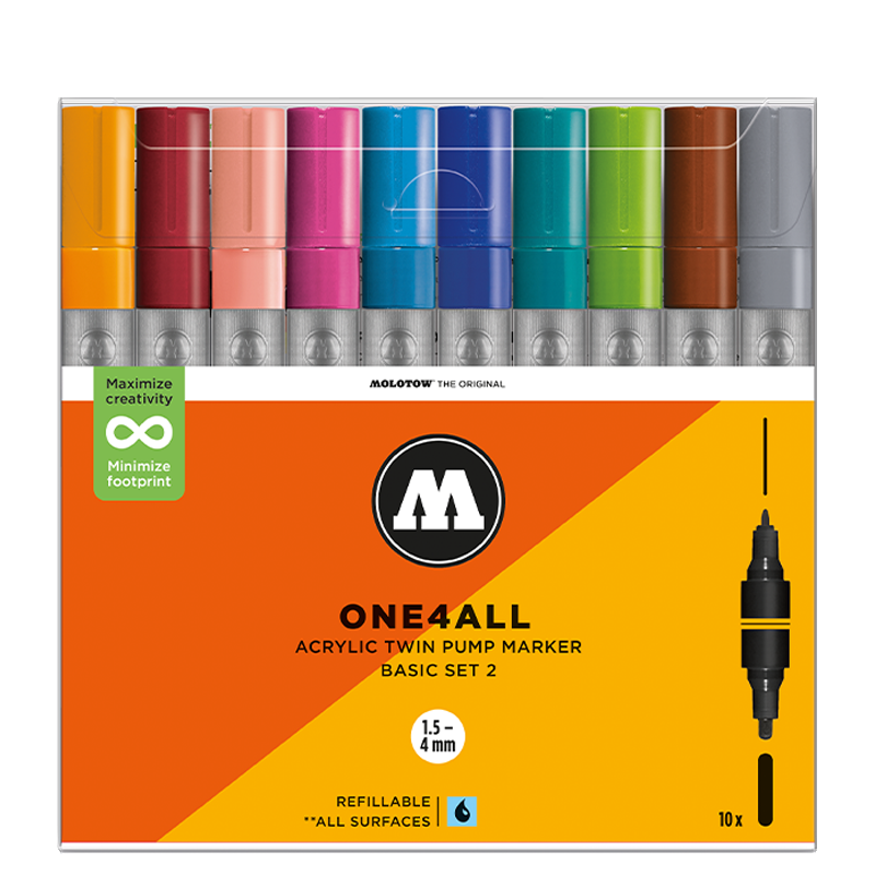 Málningarpennasett ONE4ALL - Basic 2 - 10 stk