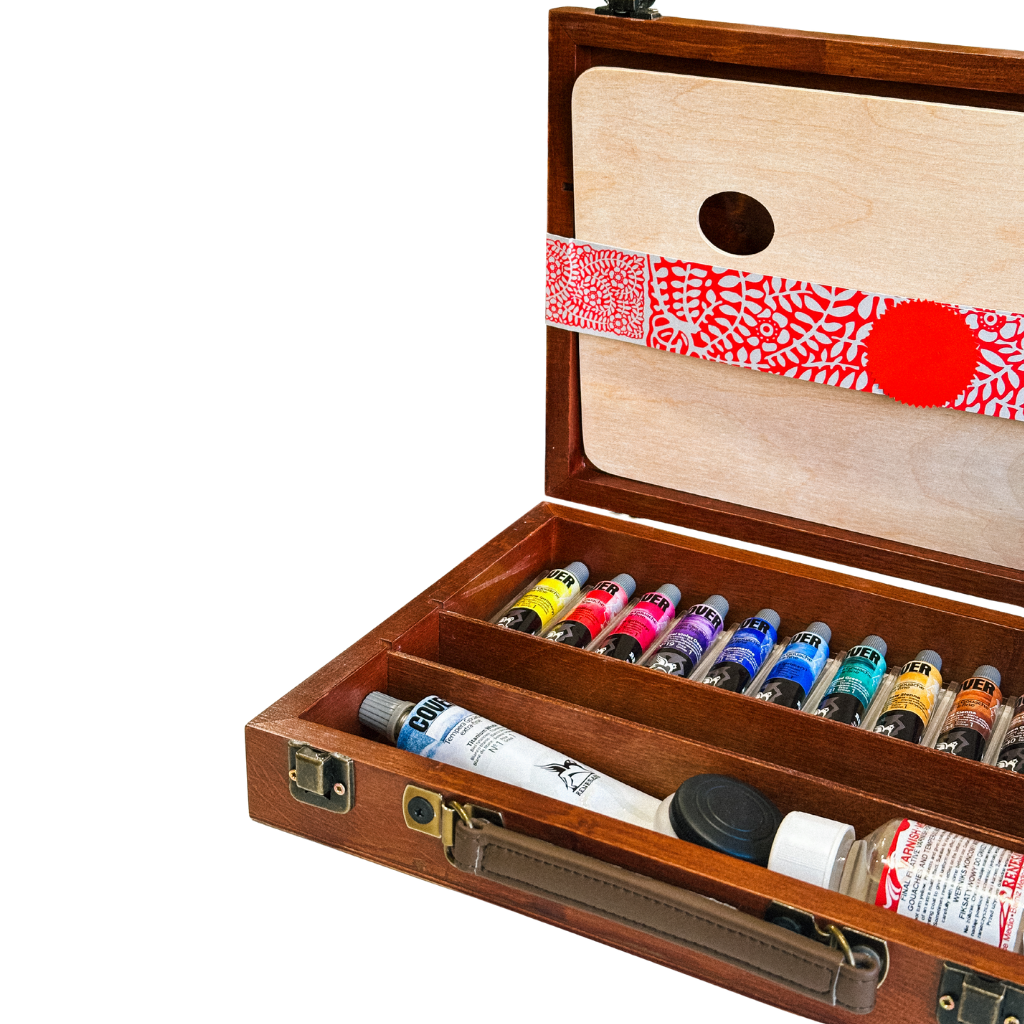 Renesans Tempera Cover litir í trékassa – luxús sett með 17 litum