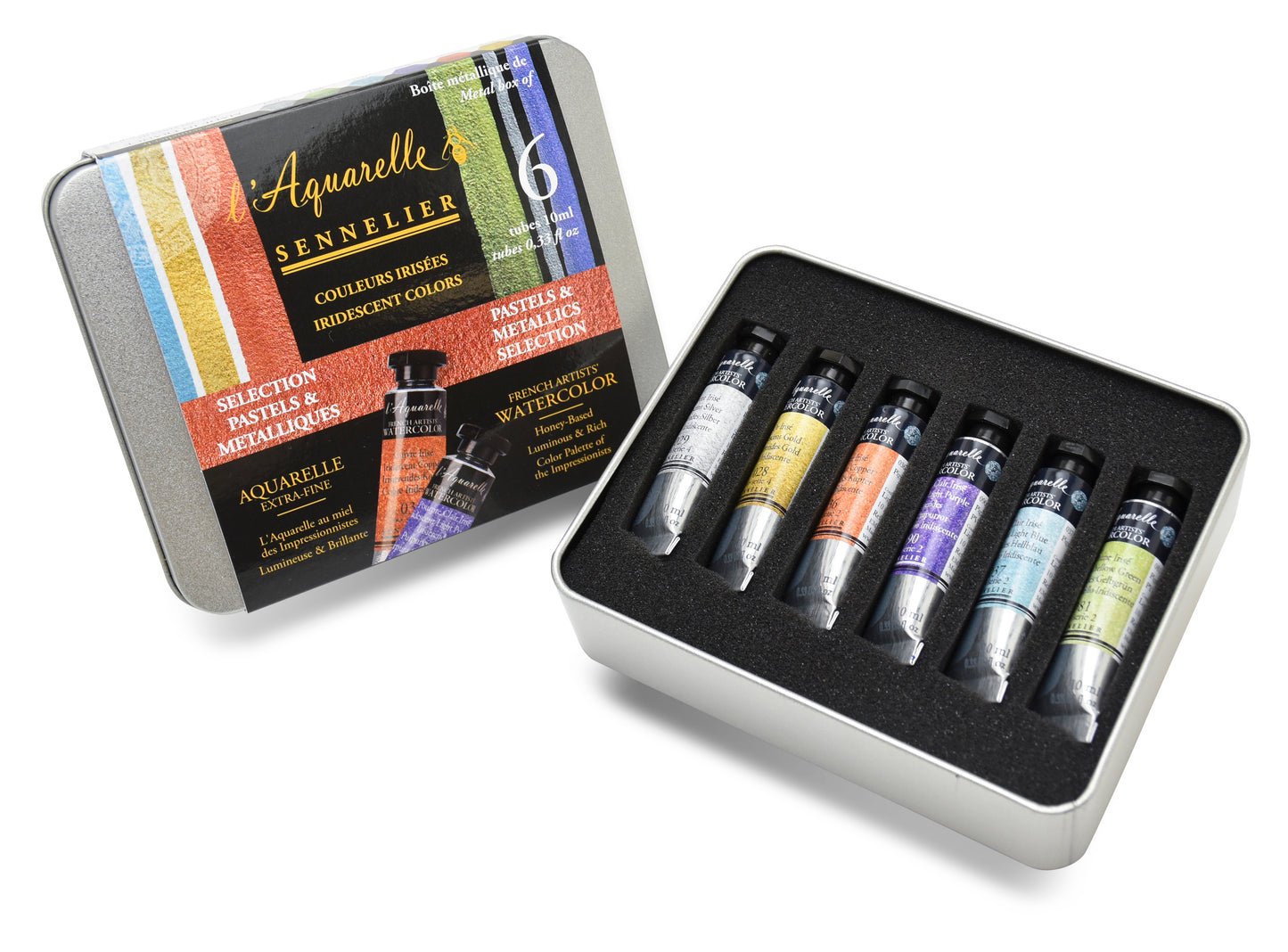 Iridescent Vatnslitir Sett "Pastels and Metallics" - L'Aquarelle Sennelier - 6 túpur á 10 ml