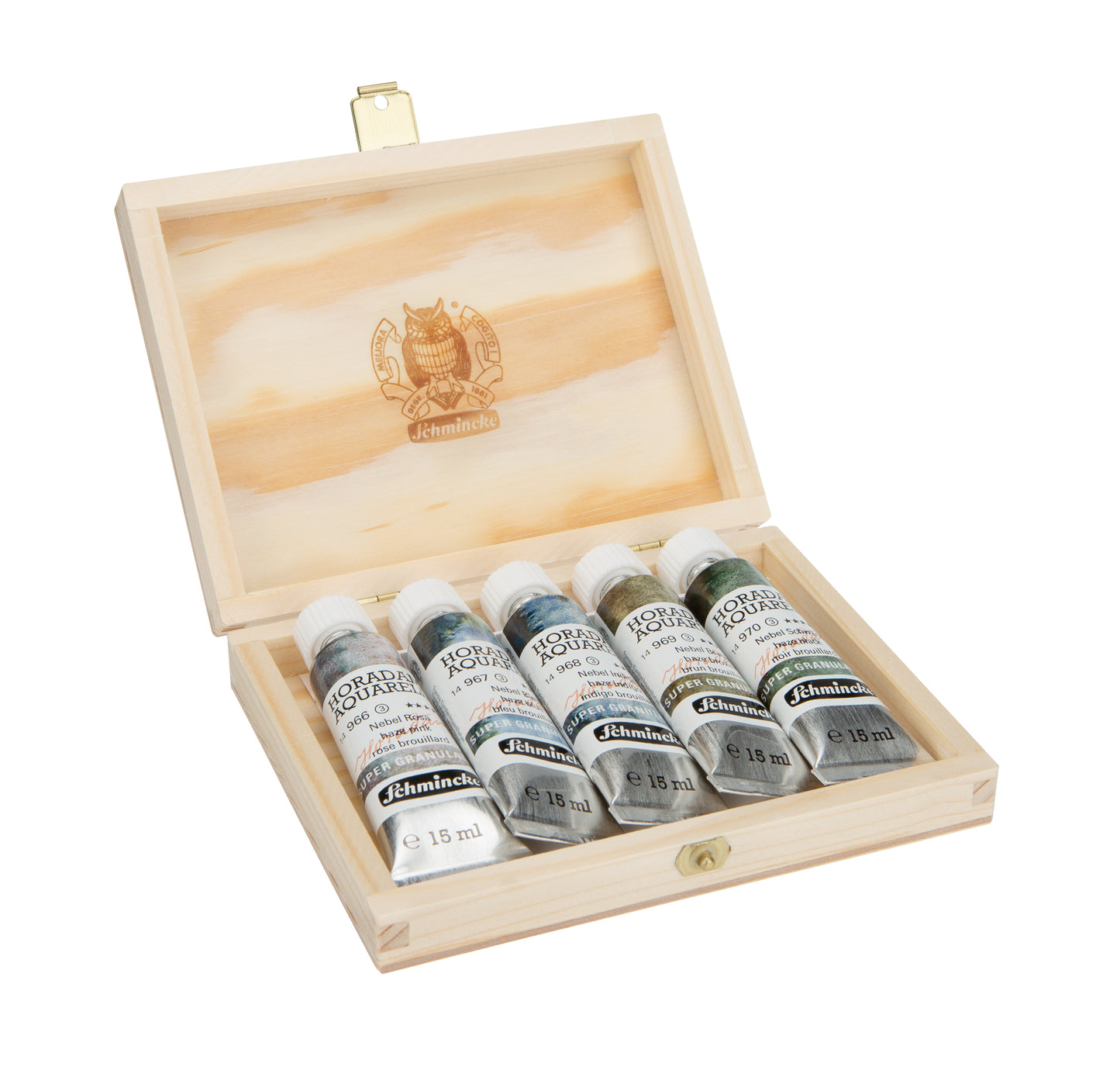 Supergranulating Vatnslitir Sett í trékassa - HAZE 5 x 15 ml