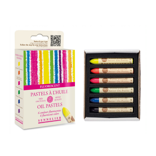 Olíupastel Sett - 6 stk í pappkassa - Fluorescent colours - Pastel á 'l huile