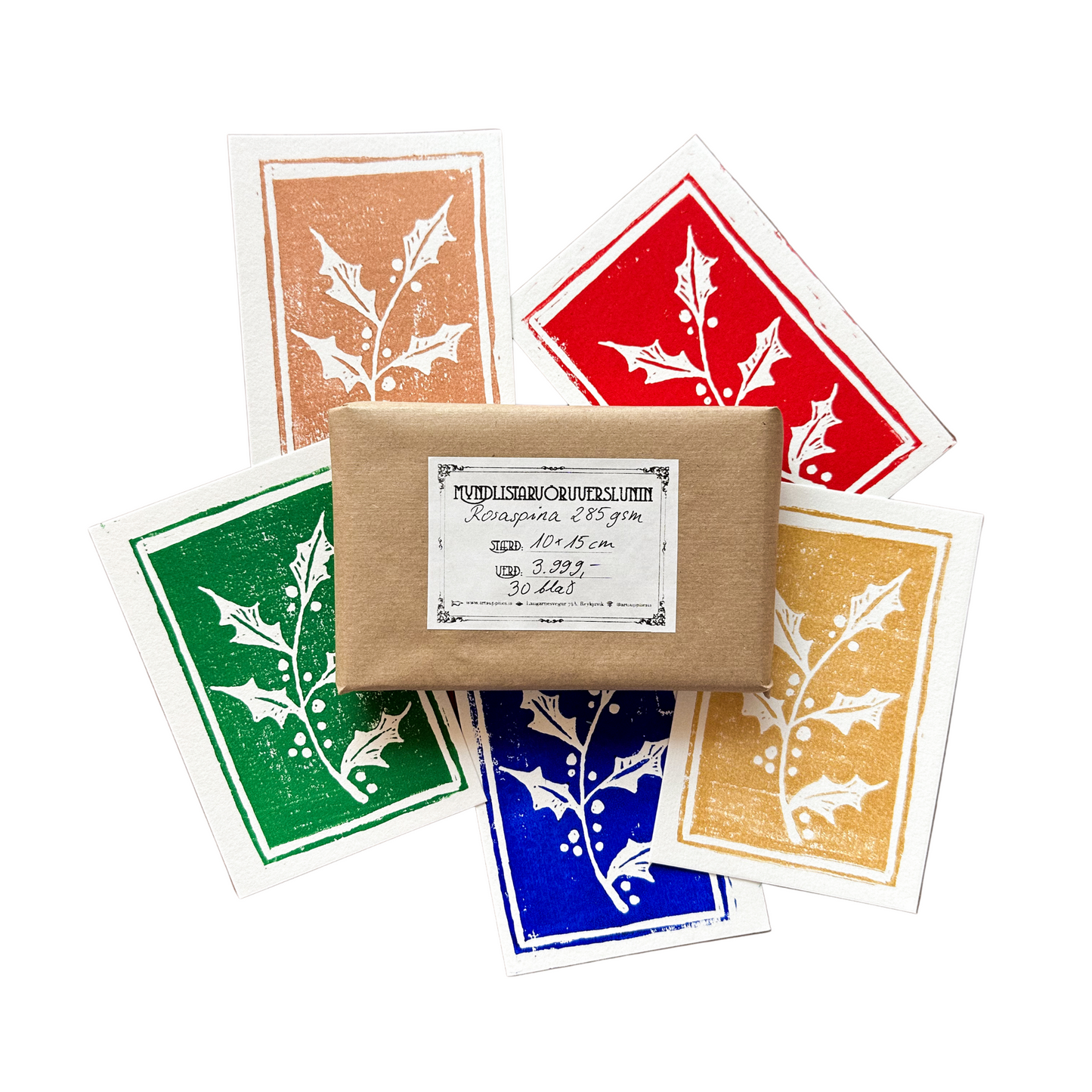 Tilsniðinn dúkristupappír - póstkort og A4 - Rosaspina