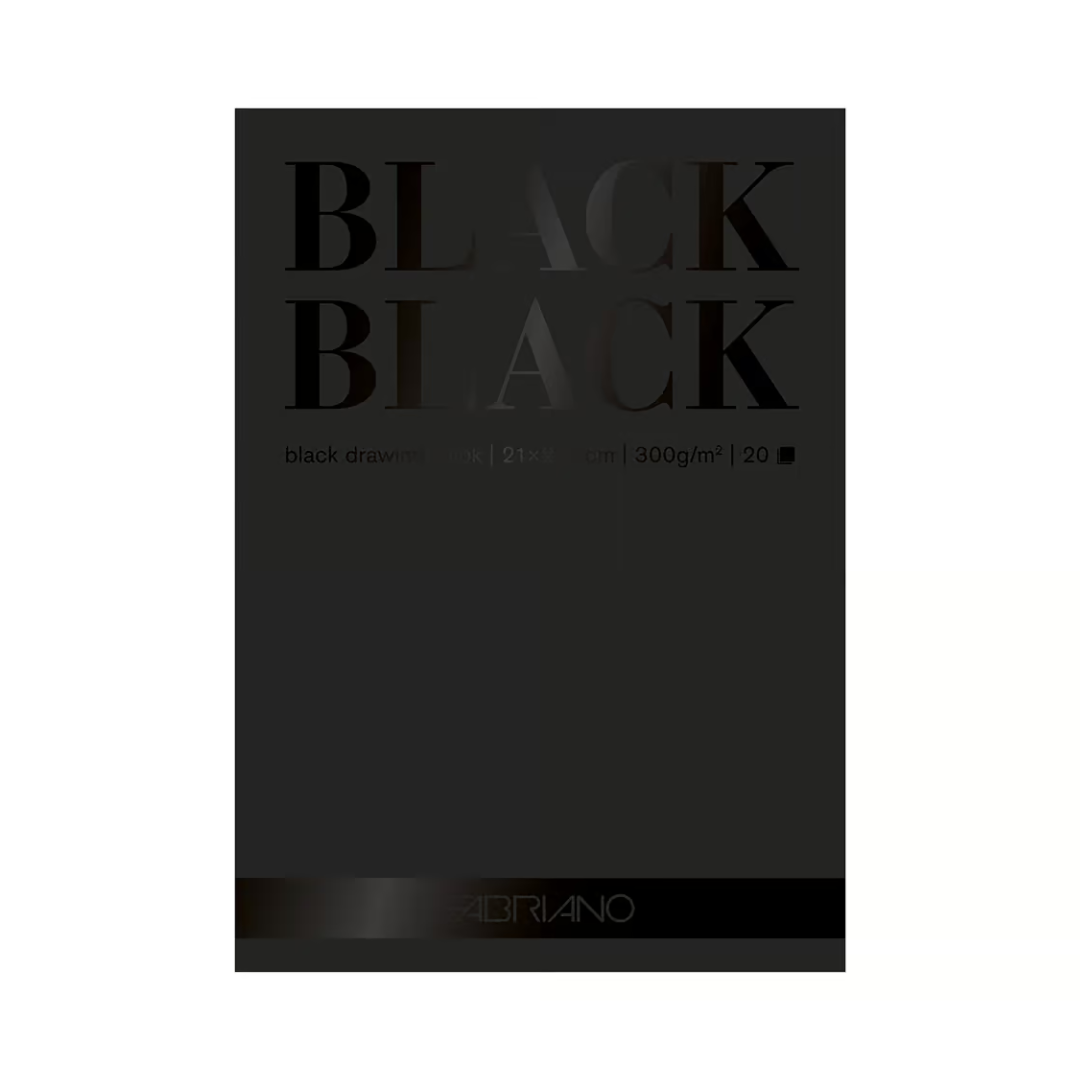 BLACK BLACK - svartur pappír - blokk - 300 gsm - 20 blaðsiður