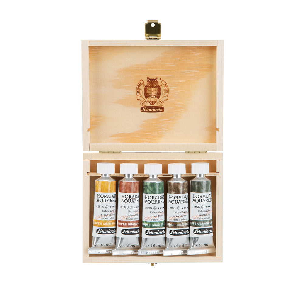 Supergranulating Vatnslitir Sett í trékassa - URBAN 5 x 15 ml
