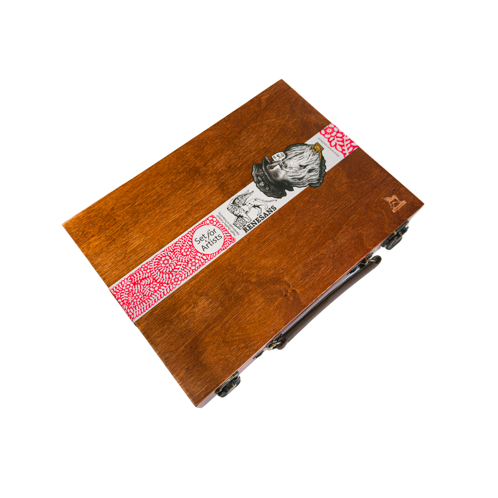 Renesans Tempera Cover litir í trékassa – luxús sett með 17 litum