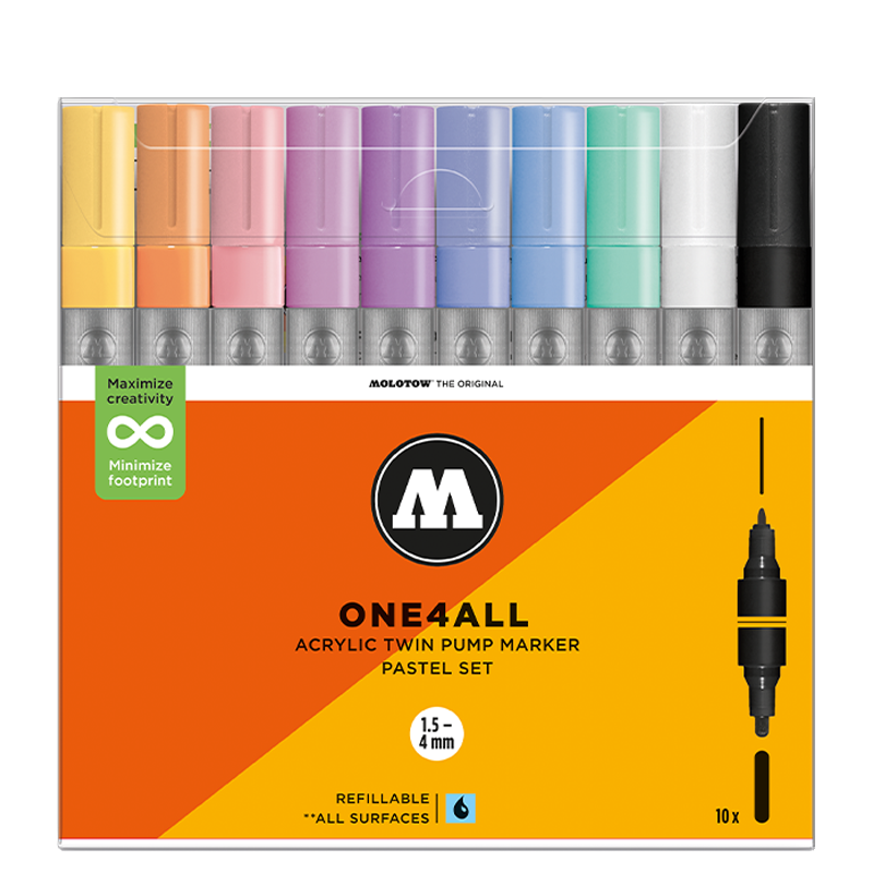Málningarpennasett ONE4ALL - Pastel litir - 10 stk
