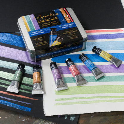 Iridescent Vatnslitir Sett "Introduction" - L'Aquarelle Sennelier - 6 túpur á 10 ml