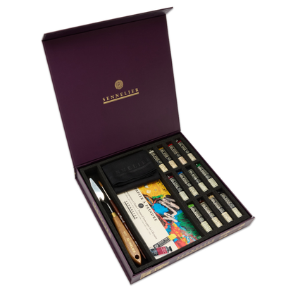 Lúxus Oil Stick Sett í pappkassa - 12x12 ml + blokk + pensill + hnífur + klútur