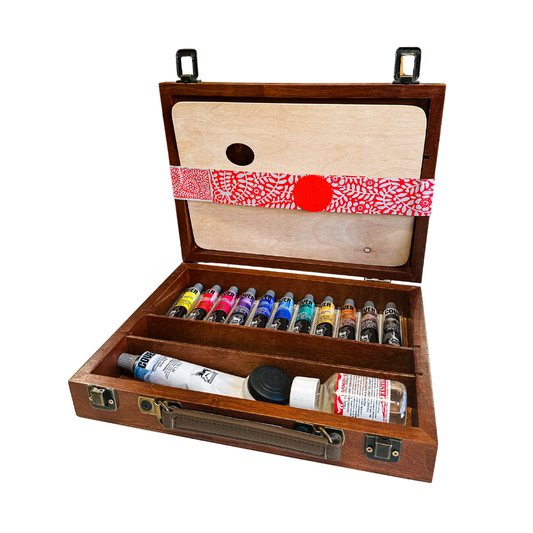 Renesans Tempera Cover litir í trékassa – luxús sett með 17 litum