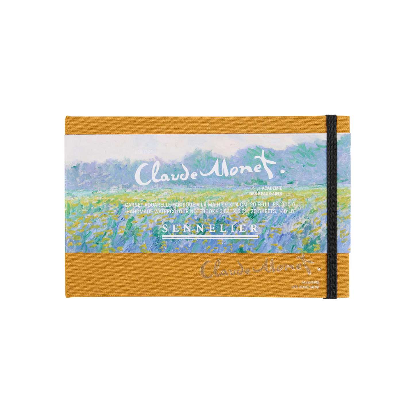 Claude Monet vatnslitaskissubók - Field of Yellow Irises - 9 × 14 cm