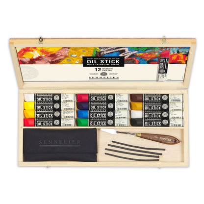 Lúxus Oil Stick Sett í trékassa + fylgihlutir – 12 x 38ml