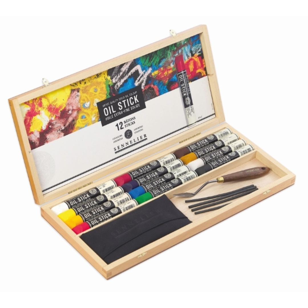 Lúxus Oil Stick Sett í trékassa + fylgihlutir – 12 x 38ml