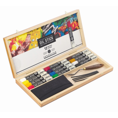 Lúxus Oil Stick Sett í trékassa + fylgihlutir – 12 x 38ml