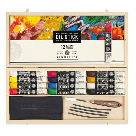 Lúxus Oil Stick Sett í trékassa + fylgihlutir – 12 x 38ml