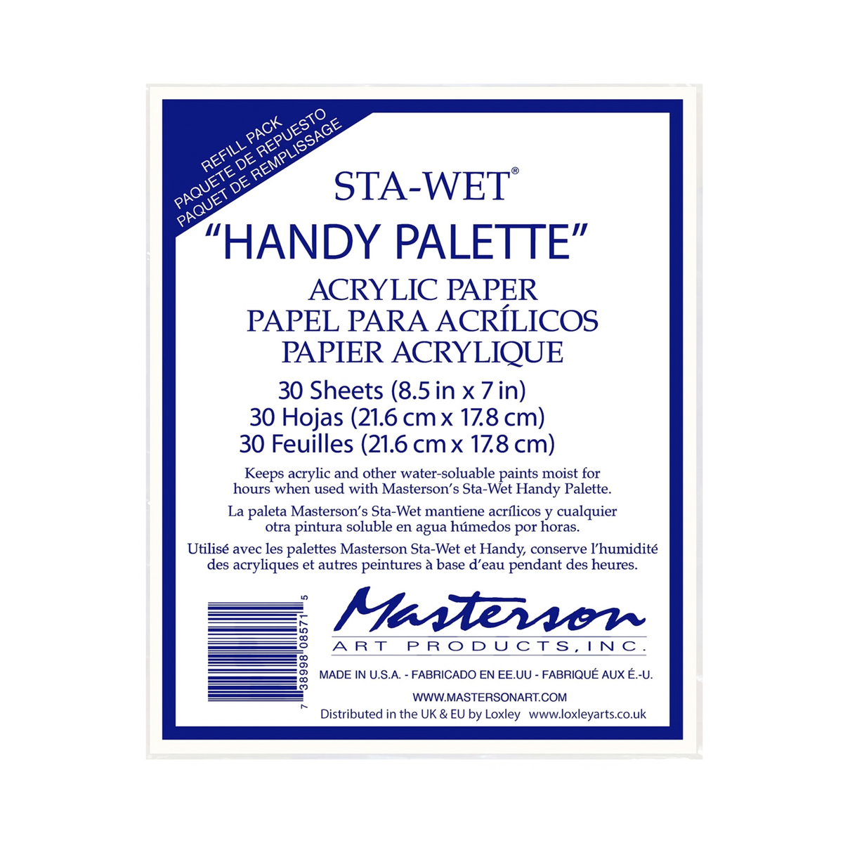 Masterson Sta-Wet Handy Palette Refill pappírsáfylling, 30 blöð