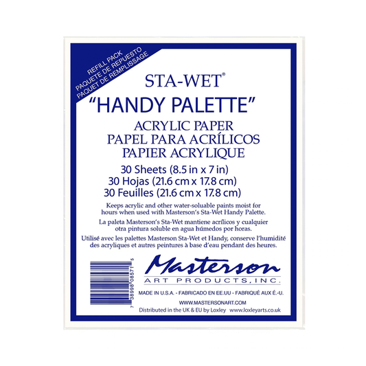 Masterson Sta-Wet Handy Palette Refill pappírsáfylling, 30 blöð