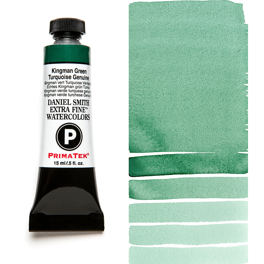 DANIEL SMITH PrimaTek Kingman Green Turquoise Genuine 15 ml — tube and swatch