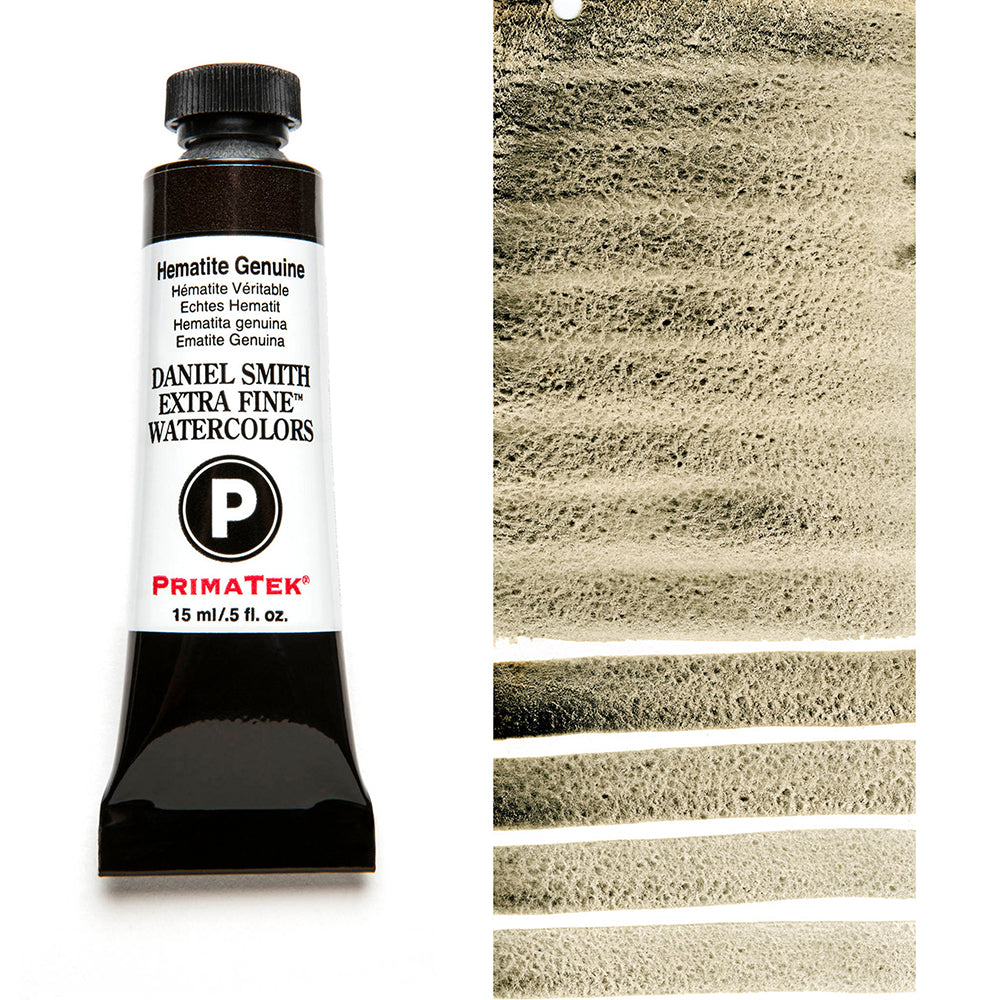DANIEL SMITH PrimaTek Hematite Genuine 15 ml — tube and swatch