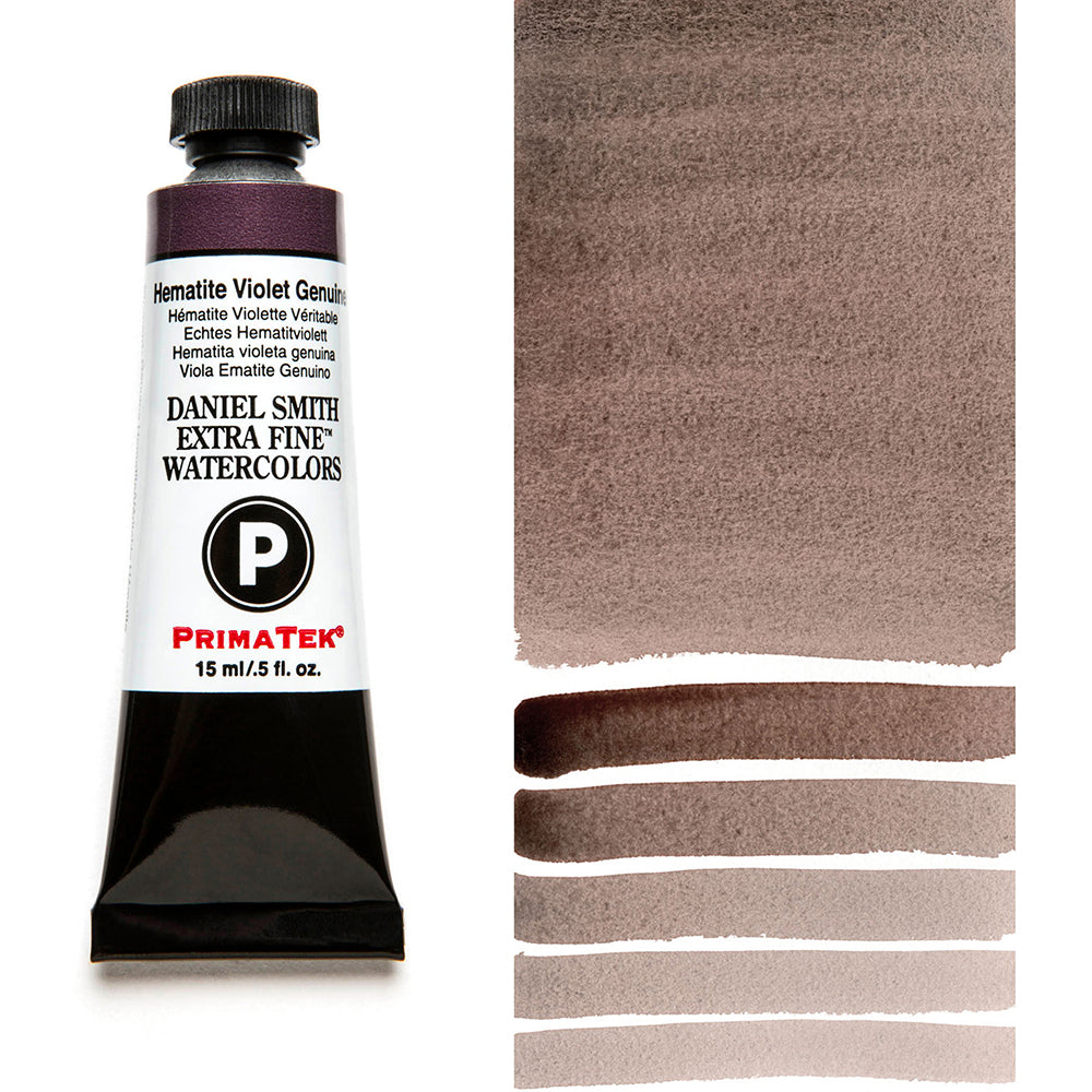 DANIEL SMITH PrimaTek Hematite Violet Genuine 15 ml — tube and swatch