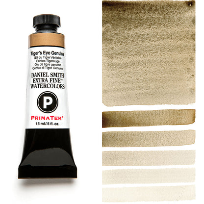 DANIEL SMITH PrimaTek Tiger's Eye Genuine 15 ml — tube and swatch