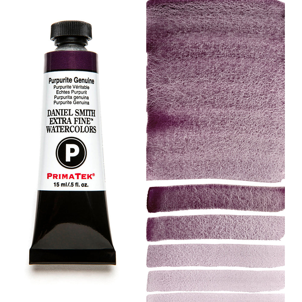 DANIEL SMITH PrimaTek Purpurite Genuine 15 ml — tube and swatch