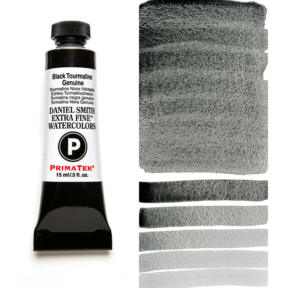 DANIEL SMITH PrimaTek Black Tourmaline Genuine 15 ml — tube and swatch