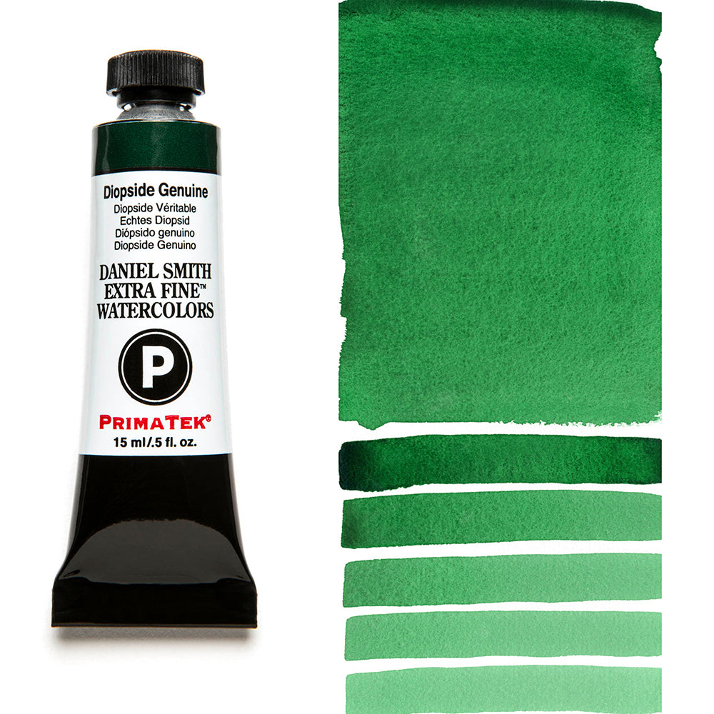 DANIEL SMITH PrimaTek Diopside Genuine 15 ml — tube and swatch