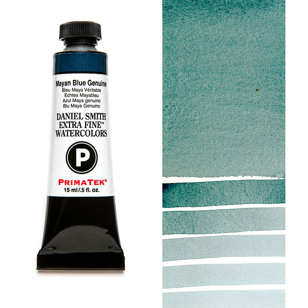 DANIEL SMITH PrimaTek Mayan Blue Genuine 15 ml — tube and swatch