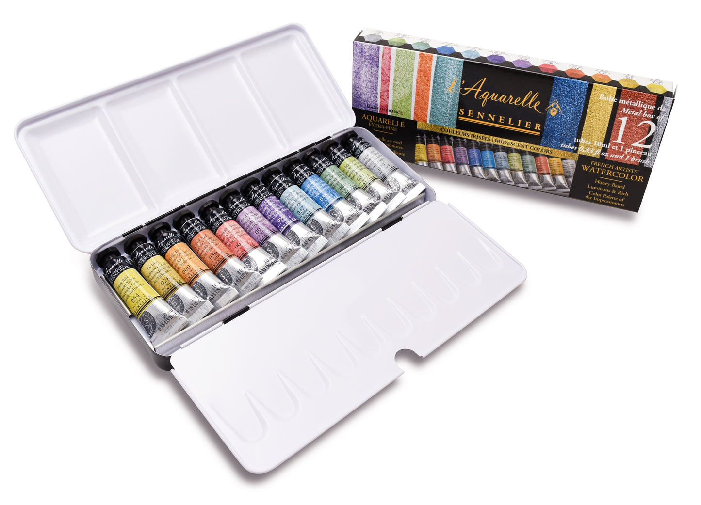 Iridescent Vatnslitir Sett - L'Aquarelle Sennelier - 12 túpur á 10 ml