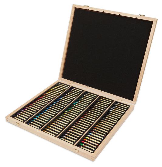 Lúxus olíupastel sett í trékassa - allir litir - 125 Stk.