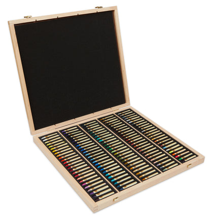 Lúxus olíupastel sett í trékassa - allir litir - 125 Stk.