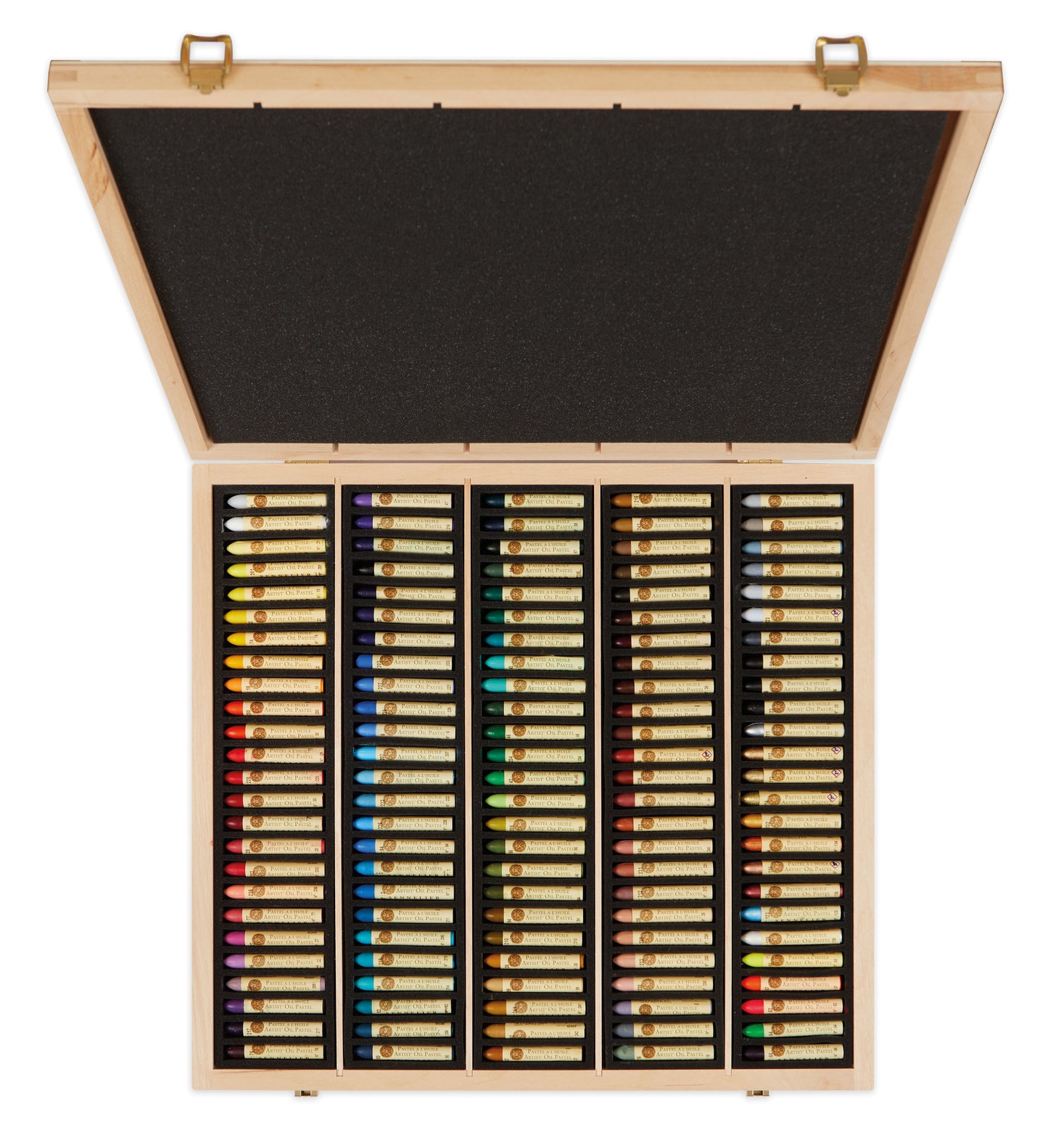Lúxus olíupastel sett í trékassa - allir litir - 125 Stk.