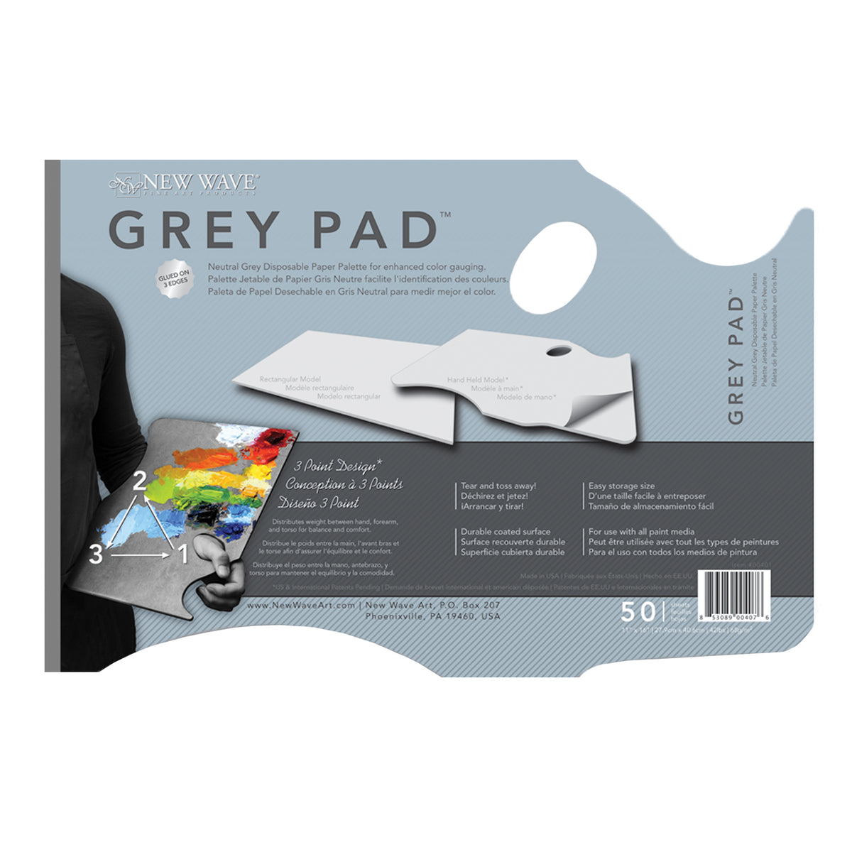 New Wave Grey handpaletta úr pappír, 50 blöð