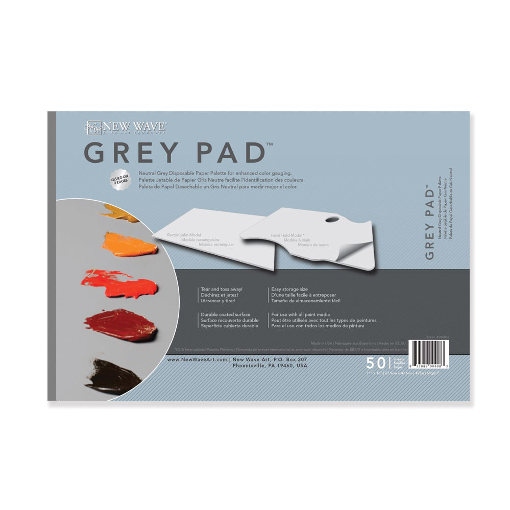 New Wave Grey rétthyrnd pappírspaletta, 50 blöð