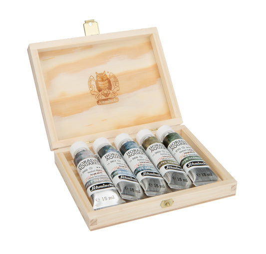 Supergranulating Vatnslitir Sett í trékassa - HAZE 5 x 15 ml