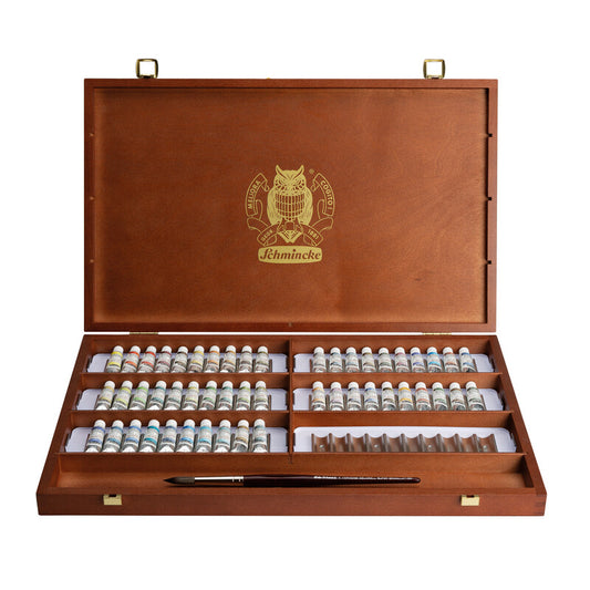 Lúxus Horadam Supergranulating vatnslitasett í trékassa - 50 x 5 ml + pensill + palletta