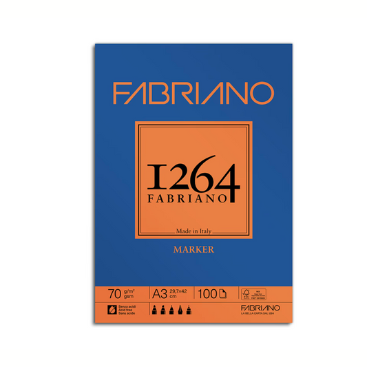 FABRIANO 1264 - Pappír fyrir tússpennar (Marker Pad) - blokk - 70 gsm - 100 blaðsiður