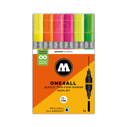 Málningarpennasett ONE4ALL - Neon - 6 stk