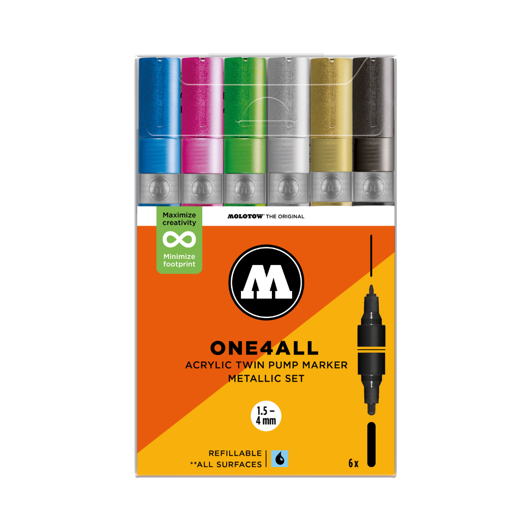 Málningarpennasett ONE4ALL - Metallic - 6 stk