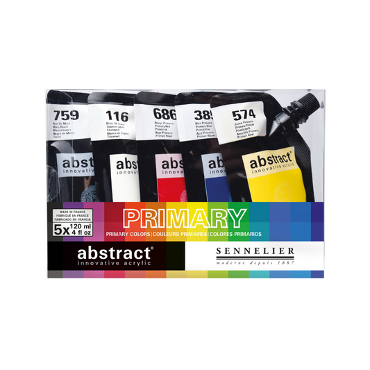 ABSTRACT akrýlmálningasett – aðallitir 5 × 120 ml
