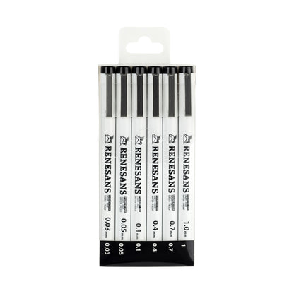 Fineliner tússpennar sett 6 stk.