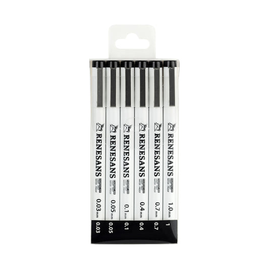 Fineliner tússpennar sett 6 stk.