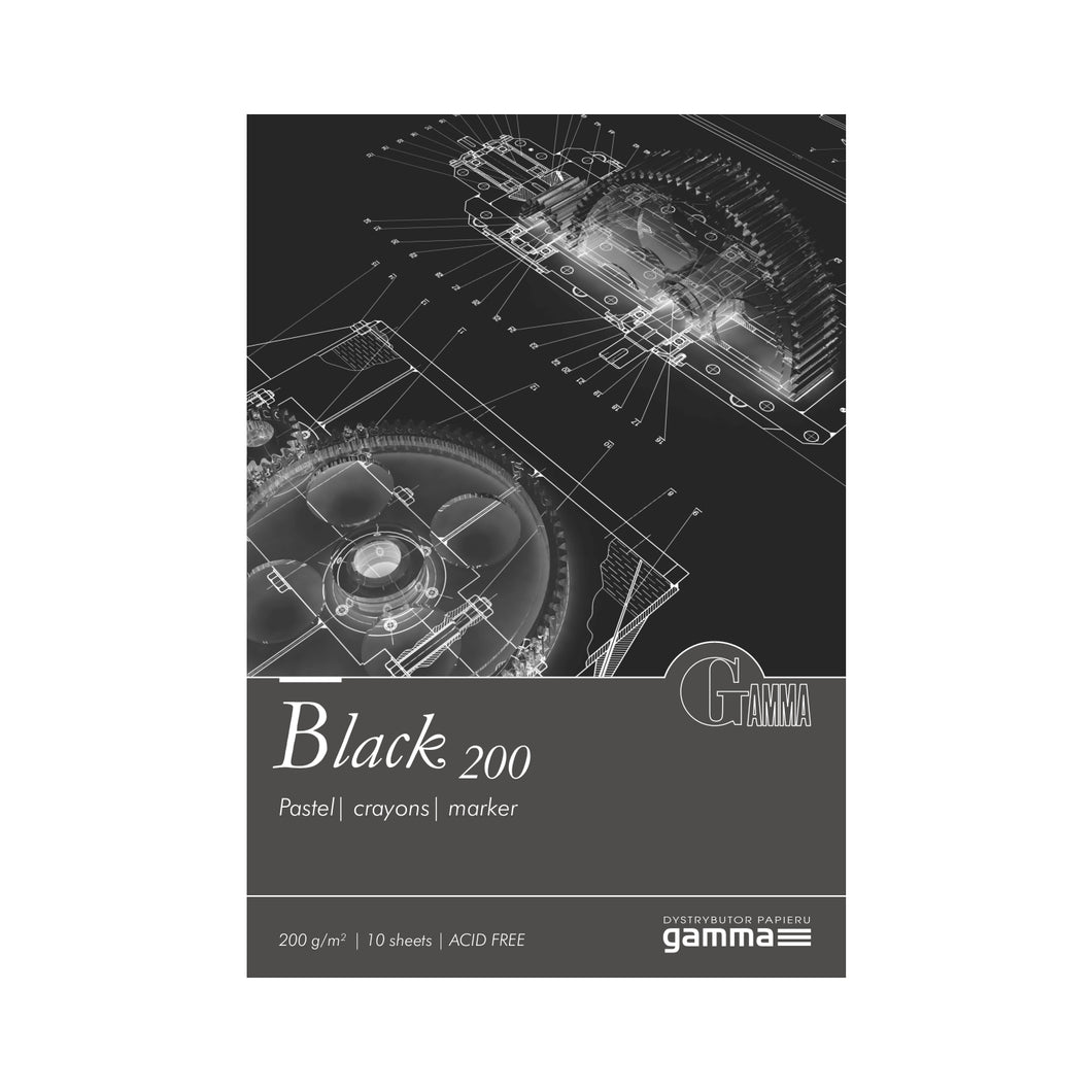 Teikniblokk BLACK - 10 blaðsiður 200 g/m²